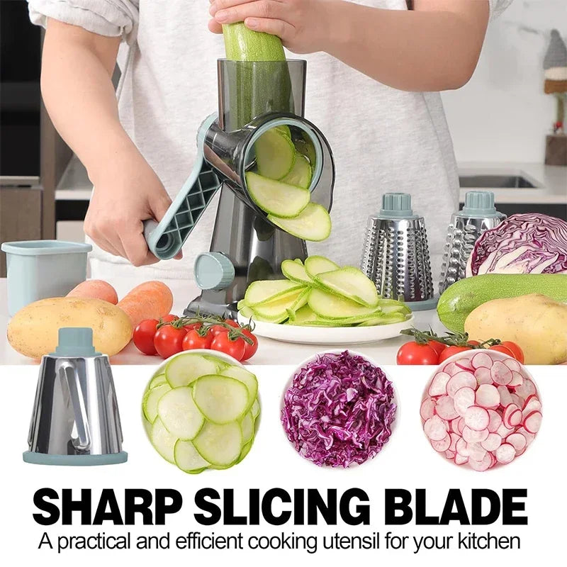Rotary Cheese Grater — Manual Vegetable Slicer and Nut Grinder