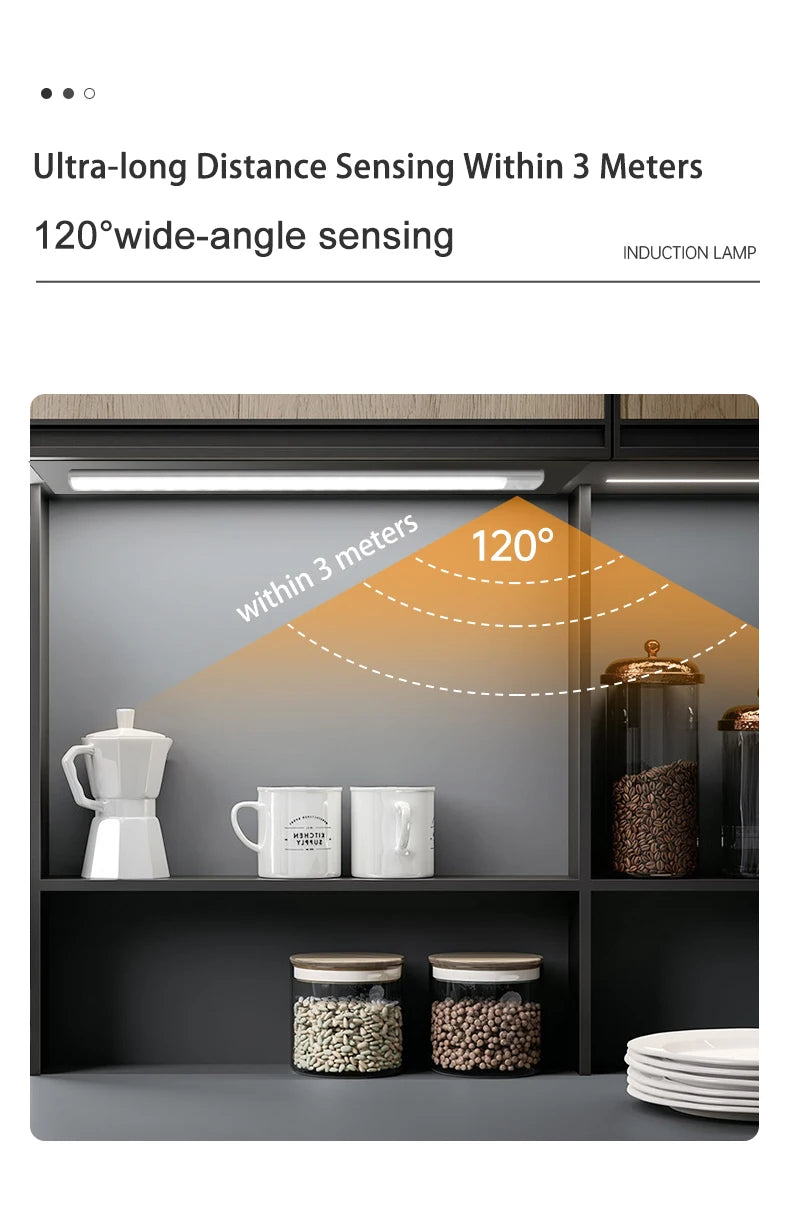 Under Cabinet Motion Sensor LED Light — USB Rechargeable Kitchen and Closet Lighting