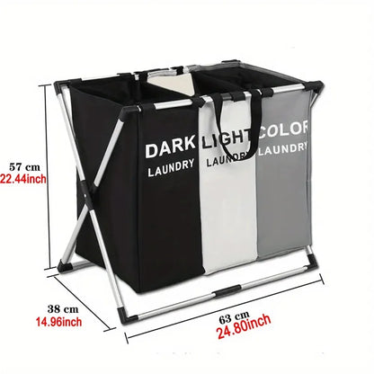 Foldable Laundry Basket with Sorting Sections — Waterproof Storage for Clothes