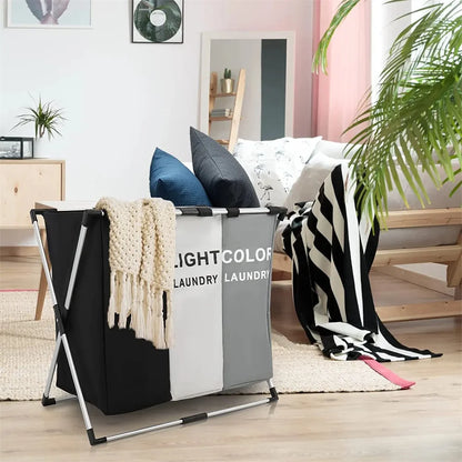 Foldable Laundry Basket with Sorting Sections — Waterproof Storage for Clothes