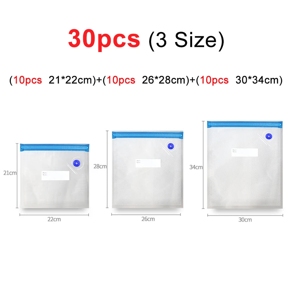 Reusable Vacuum Seal Food Storage Bags — 10-Pack BPA-Free Airtight Bags with Air Valve