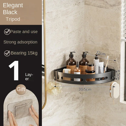 No-Drill Adhesive Shower Shelf — Waterproof Wall-Mounted Bathroom Storage Rack