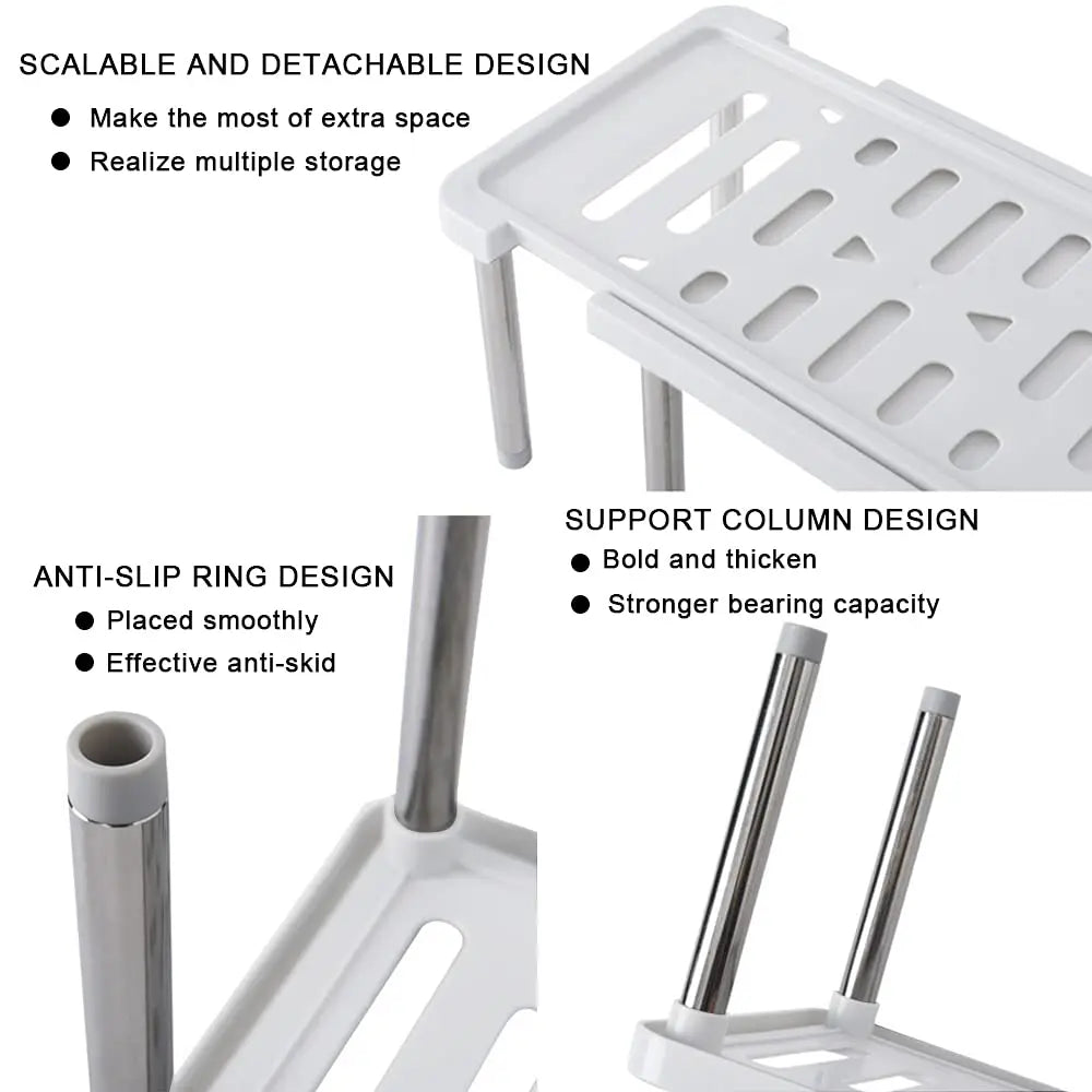 Expandable Kitchen Cabinet Shelf Organizer — Adjustable Multi-Tier Spice and Dish Rack