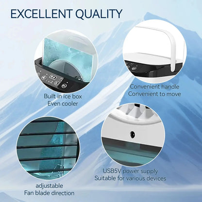 Portable Mini Evaporative Air Cooler with 900ml Water Tank — 3-Speed Desktop Personal Cooler