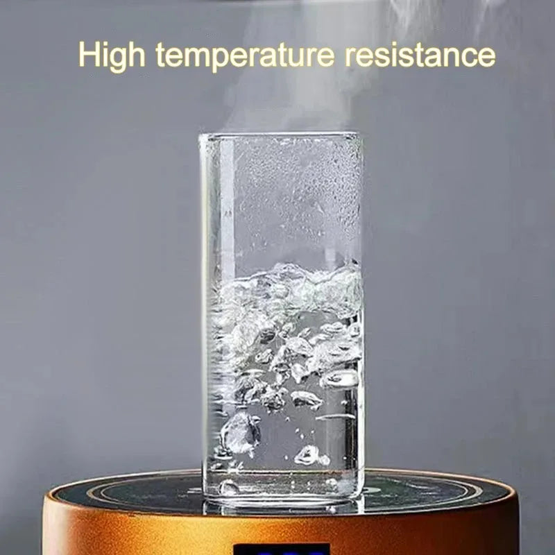 Heat-Resistant Glass Coffee Cup with Lid and Straw — Clear Square Tumbler for Hot and Cold Drinks