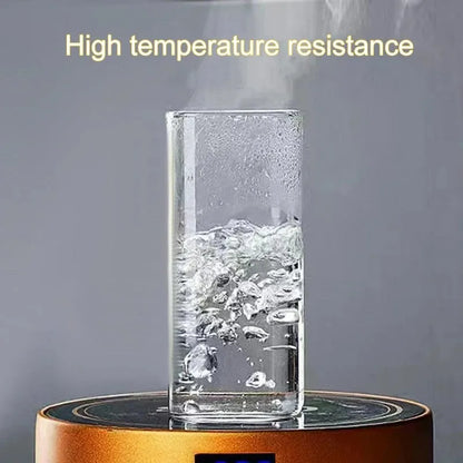 Heat-Resistant Glass Coffee Cup with Lid and Straw — Clear Square Tumbler for Hot and Cold Drinks