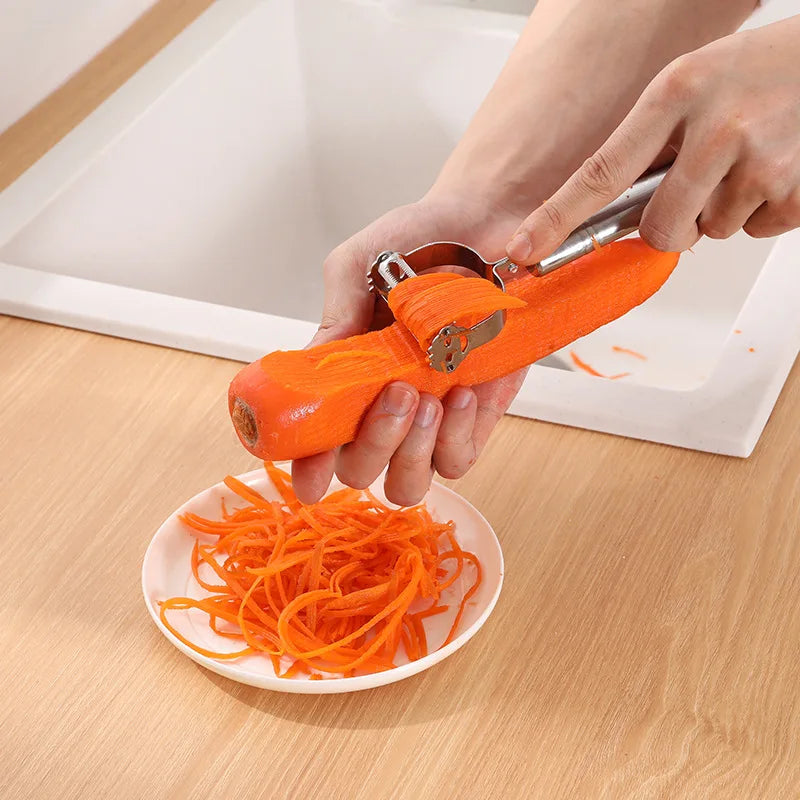 Julienne Peeler and Vegetable Grater — Stainless Steel Slicer for Potato, Carrot and Zucchini