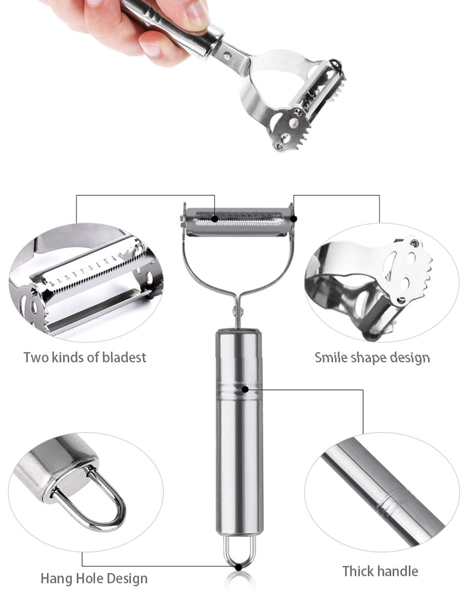 Julienne Peeler and Vegetable Grater — Stainless Steel Slicer for Potato, Carrot and Zucchini