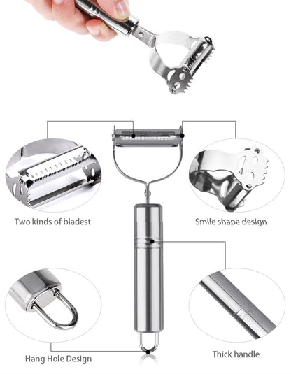 Julienne Peeler and Vegetable Grater — Stainless Steel Slicer for Potato, Carrot and Zucchini