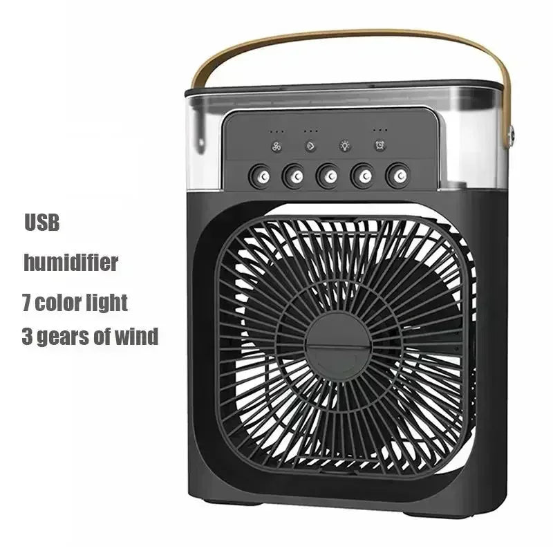 3-in-1 Personal Air Cooler with Fan, Humidifier and LED Night Light — Portable Desktop Cooler