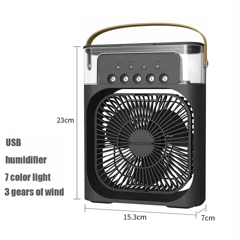 3-in-1 Personal Air Cooler with Fan, Humidifier and LED Night Light — Portable Desktop Cooler