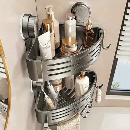 No-Drill Corner Shower Caddy with Suction Cup Mount