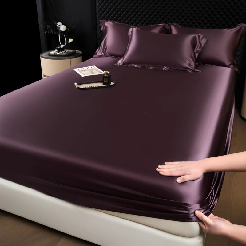 Satin Fitted Bed Sheet — Deep Pocket Elastic Rayon Mattress Cover
