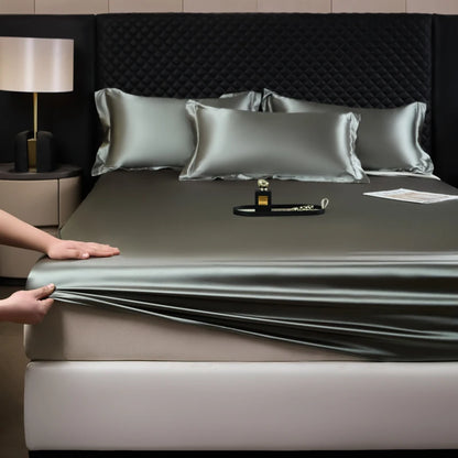 Satin Fitted Bed Sheet — Deep Pocket Elastic Rayon Mattress Cover