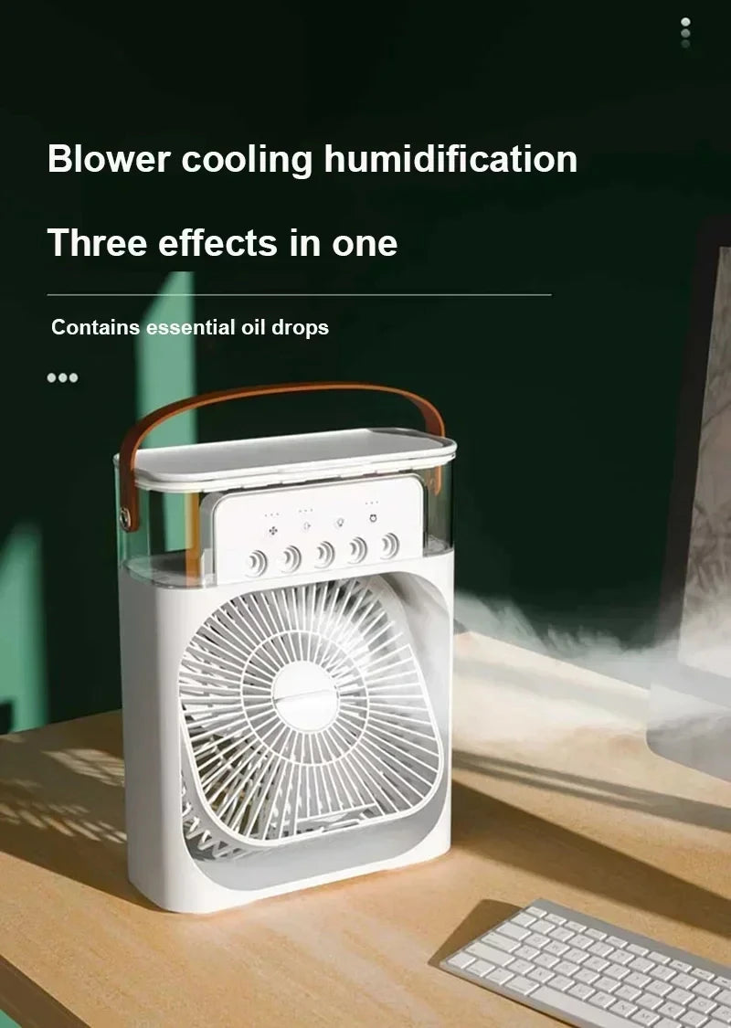 3-in-1 Personal Air Cooler with Fan, Humidifier and LED Night Light — Portable Desktop Cooler