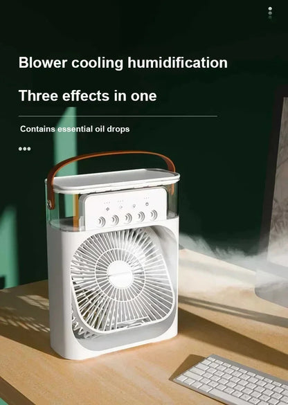 3-in-1 Personal Air Cooler with Fan, Humidifier and LED Night Light — Portable Desktop Cooler