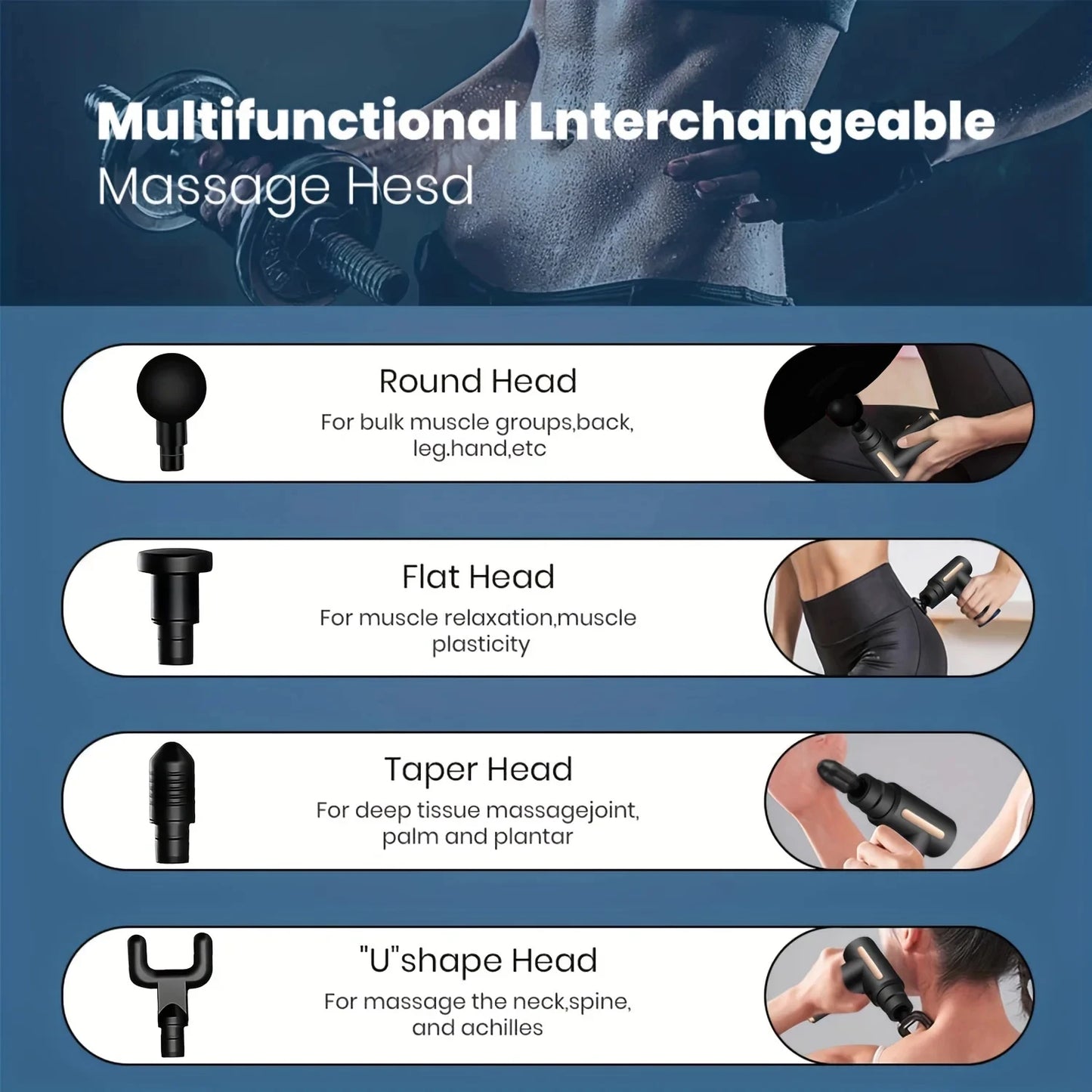Professional Percussion Muscle Massage Gun — Deep Tissue Massager for Back, Neck and Body Recovery